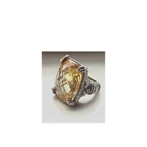 Judith Ripka Ring Diamond/18k/yellow topaz/silver